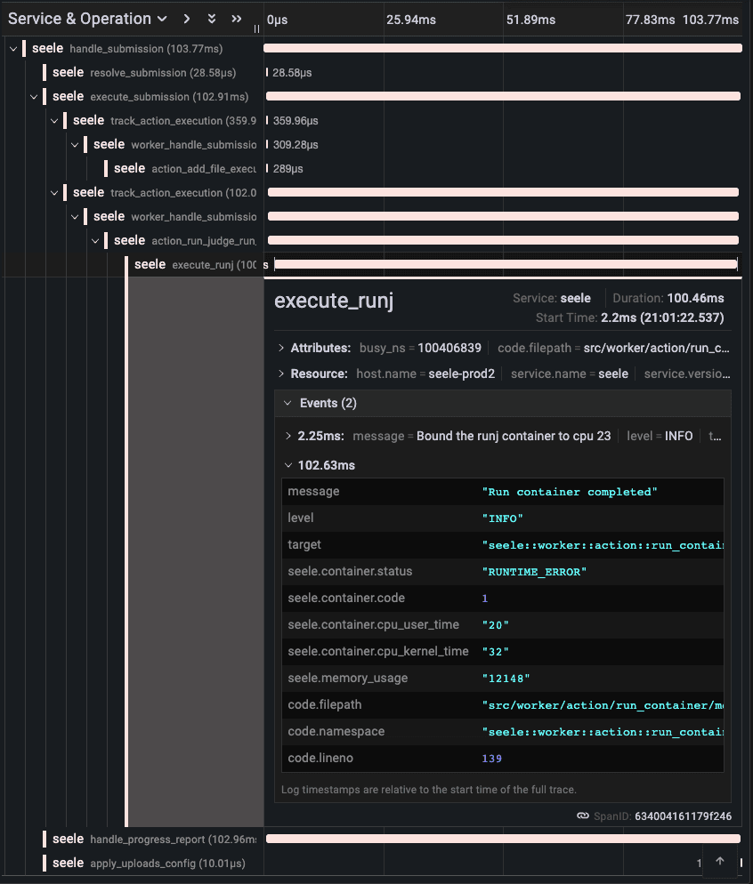 示例 Tracing 数据